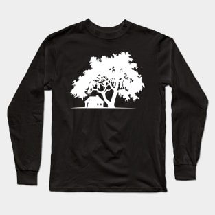Cabin and Tree - Silhouette Long Sleeve T-Shirt